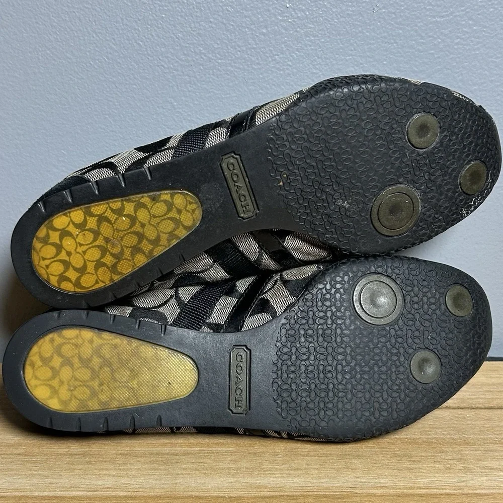 Coach Vintage Y2K 2000s Black Gray Signature Monogram Canvas Low Top Sneakers